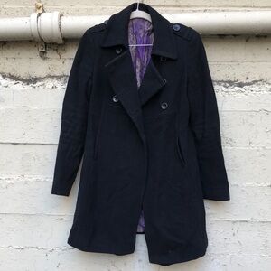 Black vintage wool coat size small